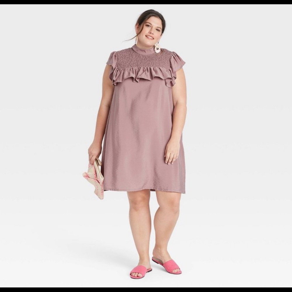Plus size ruffle A New Day mauve dress - Picture 1 of 3